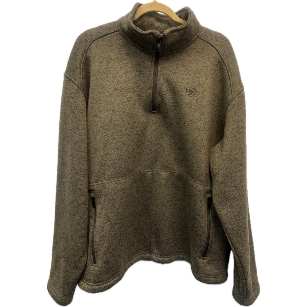 Ariat Men's Variegated Brown Quarter-Zip Pullover Sweater Jacket Size XXL